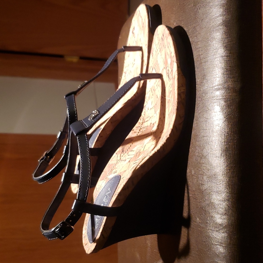 **BRAND NEW IN BOX** Ralph Lauren Modern Navy Wedge Thonged Sandal Size 7 US